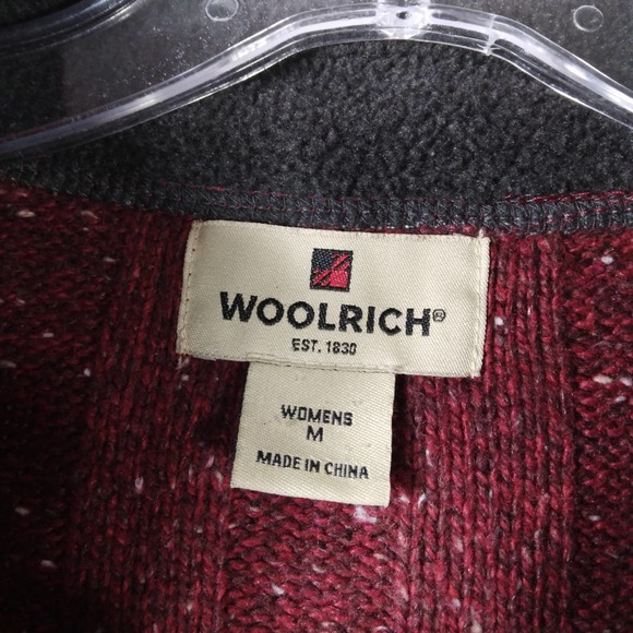 Woolrich Women 1/4 Zip Wool Pullover Ruby Heather Sweater Red - Picture 5 of 7